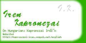 iren kapronczai business card